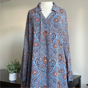 Floral Blue and Brown Women's Dress